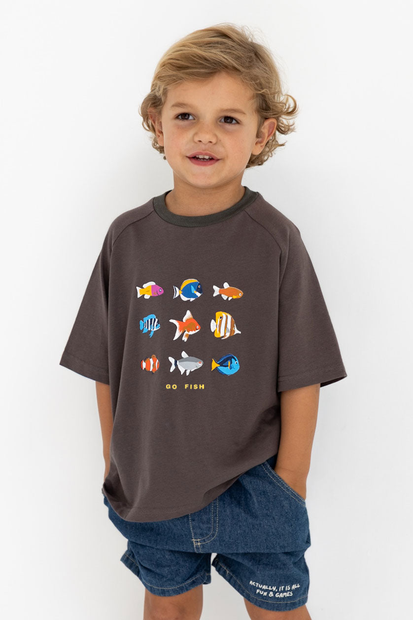 Go Fish Tee - Charcoal