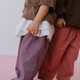 Cotton Check Pant - Plum