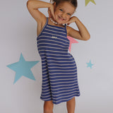 Outdoors Dress -Ocean Blue Stripe