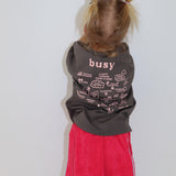 Busy Tee - Charcoal Pink